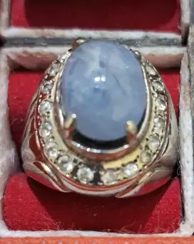 Natural blue safir  perak jadul.