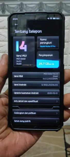 Xiaomi Redmi Note 9 pro. 6/64.Batangan Normal