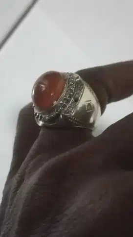 Cincin batu orange perak emas