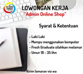 LOWONGAN KERJA ADMIN OLSHOP