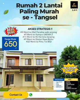 S819.Hunian 2lantai TERMURAH modern & Strategis di Bakti Jaya Tangsel
