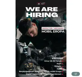 Dibutuhkan mekanik mobil Eropa