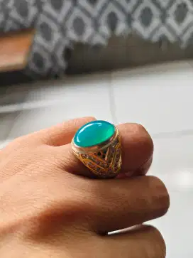Natural Bacan Doko Kristal Giwang HQ Ring Perak Micro No Plat