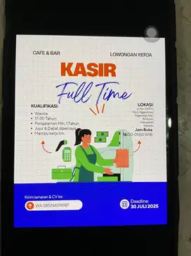 Lowongan kasir wanita
