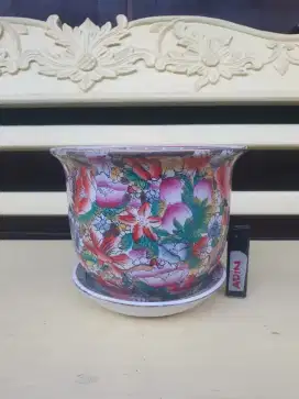 pot tanam famiy rose antik mulus original tua