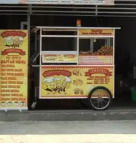 For Sale gerobak ex Francise gorengan tahu lengkap dengan printilannya