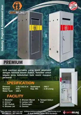 Toilet portable premium, toilet event & proyek, toilet portable grey