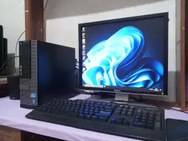 Pc dell slim intel core i7 + ram 8gb + monitor 19inch siap pakai