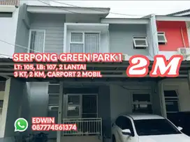 RUMAH SIAP HUNI 2 LANTAI DI SERPONG GREEN PARK 1- SHM, HARGA 2 M NEGO