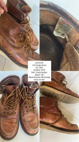 Preloved Red Wings Shoes Size : 42,5