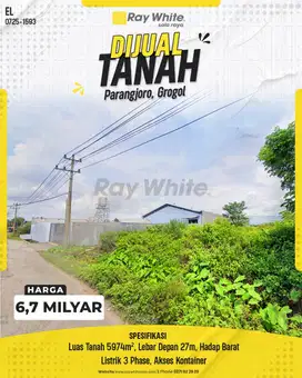 Tanah Industri Strategis Akses Kontainer di Parangjoro, Grogol