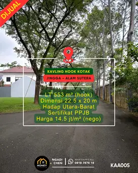 Kavling Hook 553m² Sutera Sitara Jingga Alam Sutera