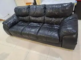 Sofa Bangku Kulit Asli Leather 3 seater dan 1 seater