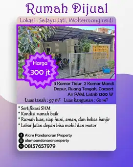 Jual Cepat BU Rumah di Sedayu Jati Woltermonginsidi
