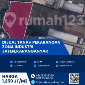 Tanah Strategis Zona Industri Jaten 10.606m² – Cocok Untuk Gudang
