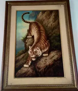 Lukisan kanvas harimau
