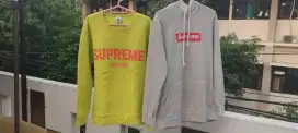 Jaket Unisex Crewneck Supreme Size L (Free Hoodie Supreme Size M)