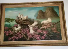 Lukisan kanvas 8 merpati