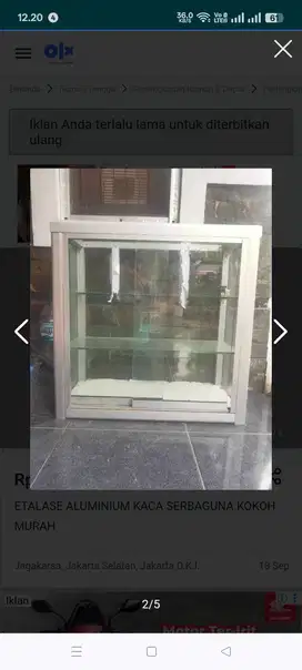 Etalase Kaca Bekas
