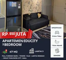 EDUCITY 3BR New ‼️ Apartemen Full Furnish Pakuwon City Tower Yale