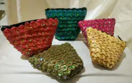Diborongkan 5 buah dompet koin anyaman bambu