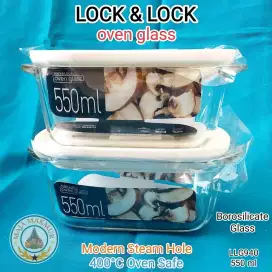 LOCK & LOCK Oven Glass LLG940 – Wadah panas 550ml (1 Set Isi 2 Pcs)