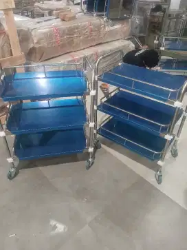 Trolley 3 rak knock down stainless