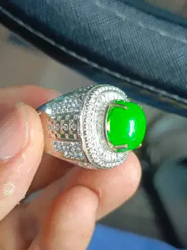 Cincin batu giok burma/jadeite jade+memo