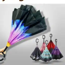 Payung Terbalik Motif Kazbrella Gagang C Baru