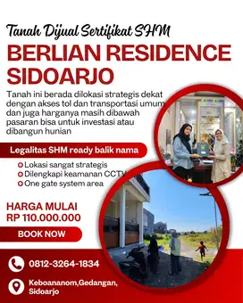 Tanah murah gedangan 100 jutaan sudah SHM jalan lebar 7m