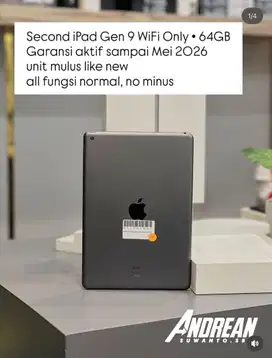 Second iPad Gen 9 • WiFi only • 64GB