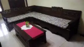 1 set kursi meja kayu jati L minimalis
