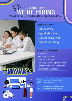 Loker di butuhkan segera administrasi