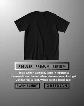 Kaos Polos premium unisex hitam 24s 100% Katun combed