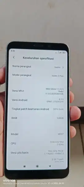 Redmi not. 5+Plus. 3/32 mnus becdor kurang rapet norml smua