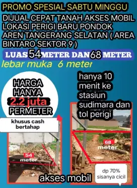 Jual cepet aja kavling akses mobil harga miring