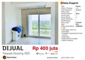 Dijual Apartemen Studio Unfurnished  Murah SHM Treepark BSD