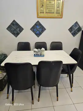 [Setengah Harga] Meja Makan Set Marmer Sapporo Mazzara 1Meja + 6 Kursi