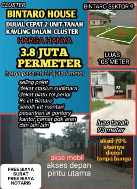 Kavling ekslusif dalam cluster area bintaro sektor 9