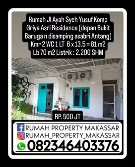 Rmh Jl Ayah Syeh Yusuf -Griya Asri Residence (dpn Bukit Baruga)6X13,5