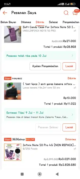 Infinix note 50pro 8/256gb purple