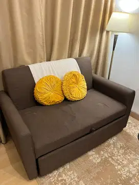 Sofa recliner warna coklat bahan canvas