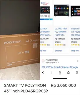 SMART TV LED POLYTRON PLD 43RG9059 43” inch BARU!!