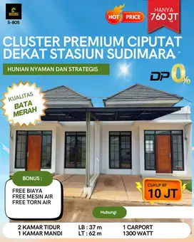 Rumah Cluster Cantik Minimalis Kualitas Bata Merah dekat Stasiun