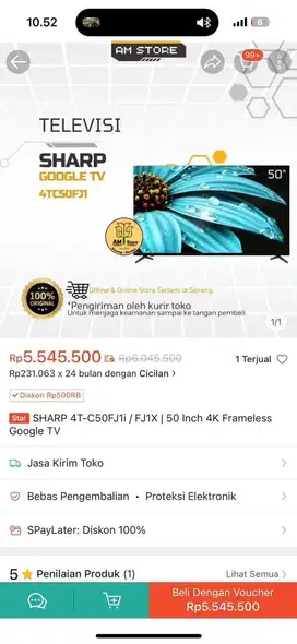 Dijual TV SHARP BARU (Belum di Unboxing)
