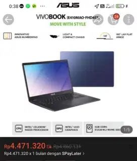 asus E410MAO FHD457 4/512gb