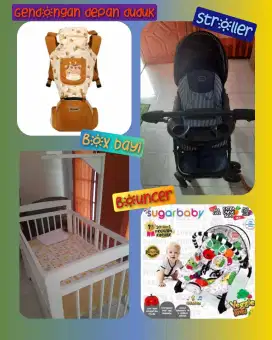 Jual murah box bayi plus stroller,bouncer,gendongan second kondisi bgs