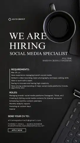 Lowongan kerja untuk social media specialist