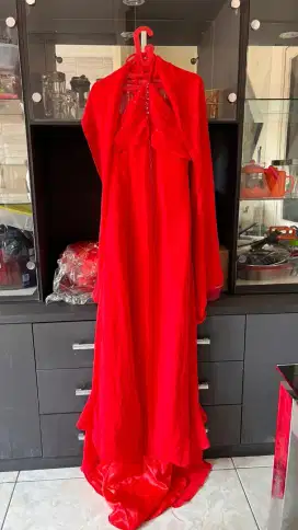 LONG DRESS BAJU PESTA WARNA MERAH BARU wanita dewasa