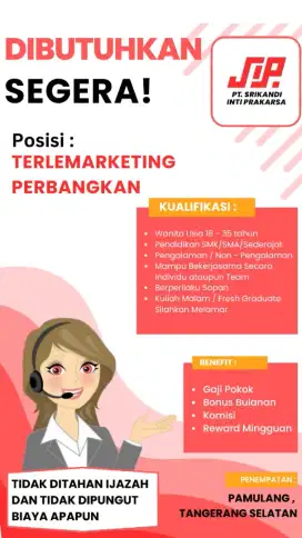 Lowongan kerja sebagai staff telemarketing perbankan